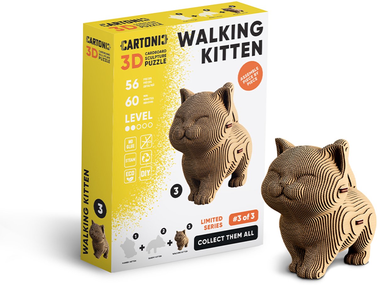 3D Kartonnen puzzel: Lopend katje