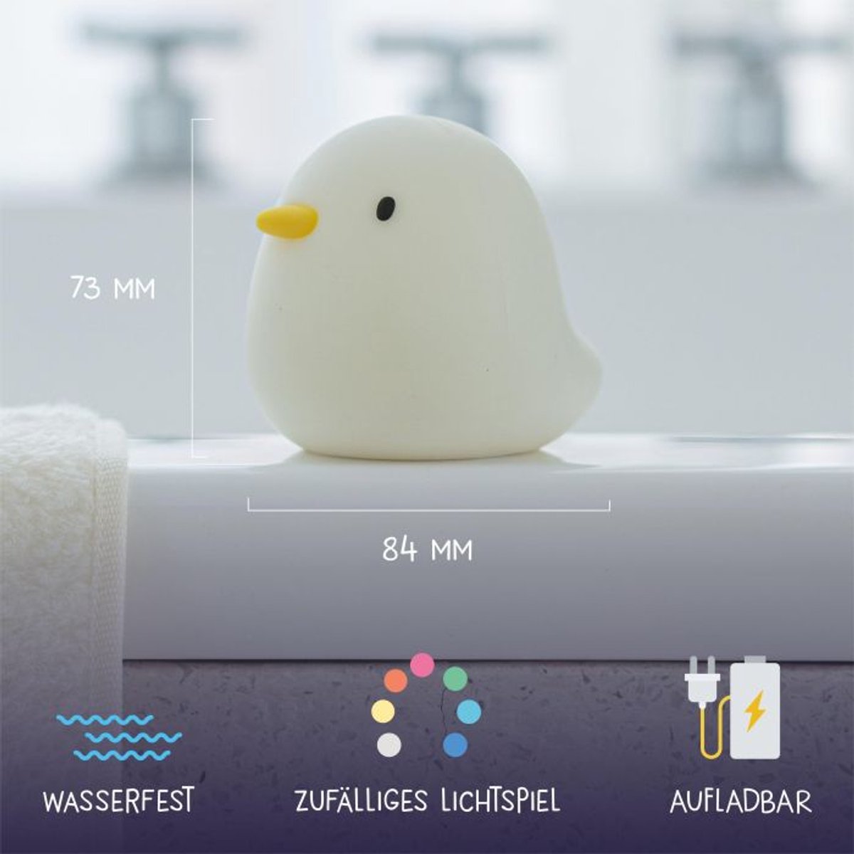 Rechargeable LED duckling Light for Bath, Bed or Travel
