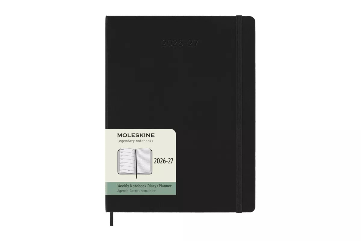Moleskine 18 Monaten-Planer 2026-27, schwarzer Softcover, wöchentlich + Notizen, XL