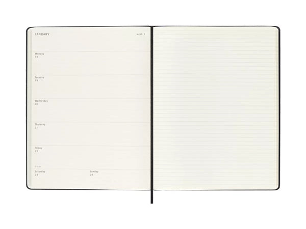 Moleskine 18 Monaten-Planer 2026-27, schwarzer Softcover, wöchentlich + Notizen, XL