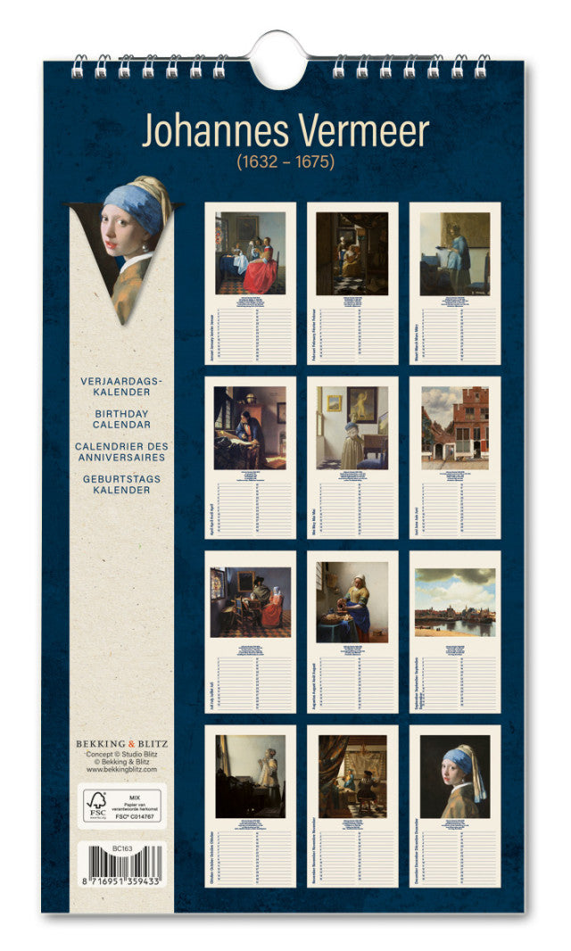 Birthday Calendar Johannes Vermeer