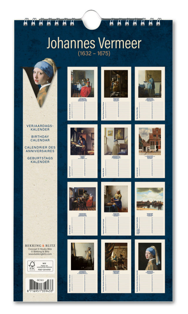 Verjaardagskalender Johannes Vermeer