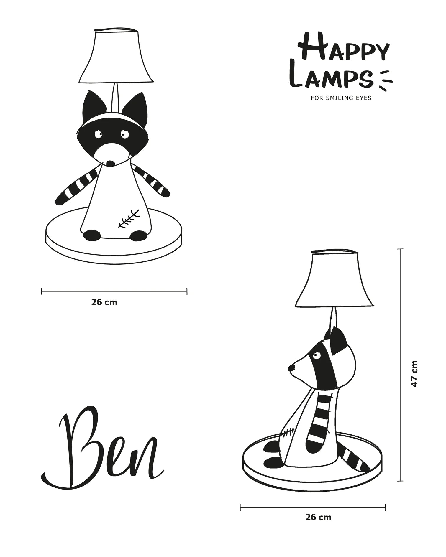Happy Lamp Ben the Racoon