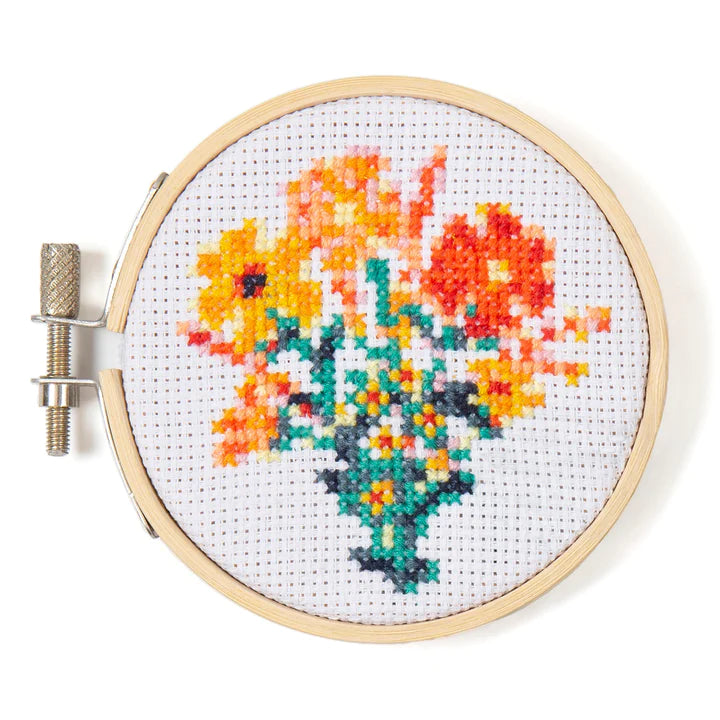 Mini Cross Stitch Embroidery Kit - Flowers