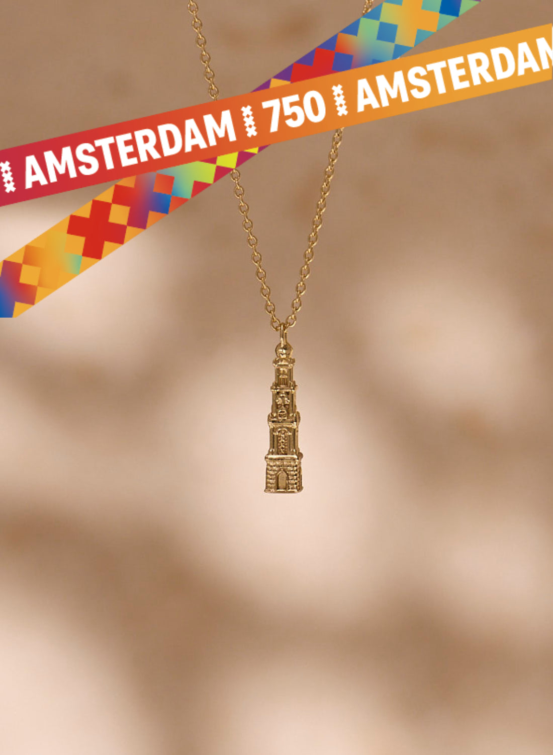 Amsterdam Westertoren Halskette vergoldet