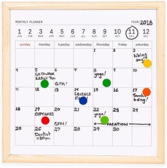 Mini Whiteboard Monthly Calendar