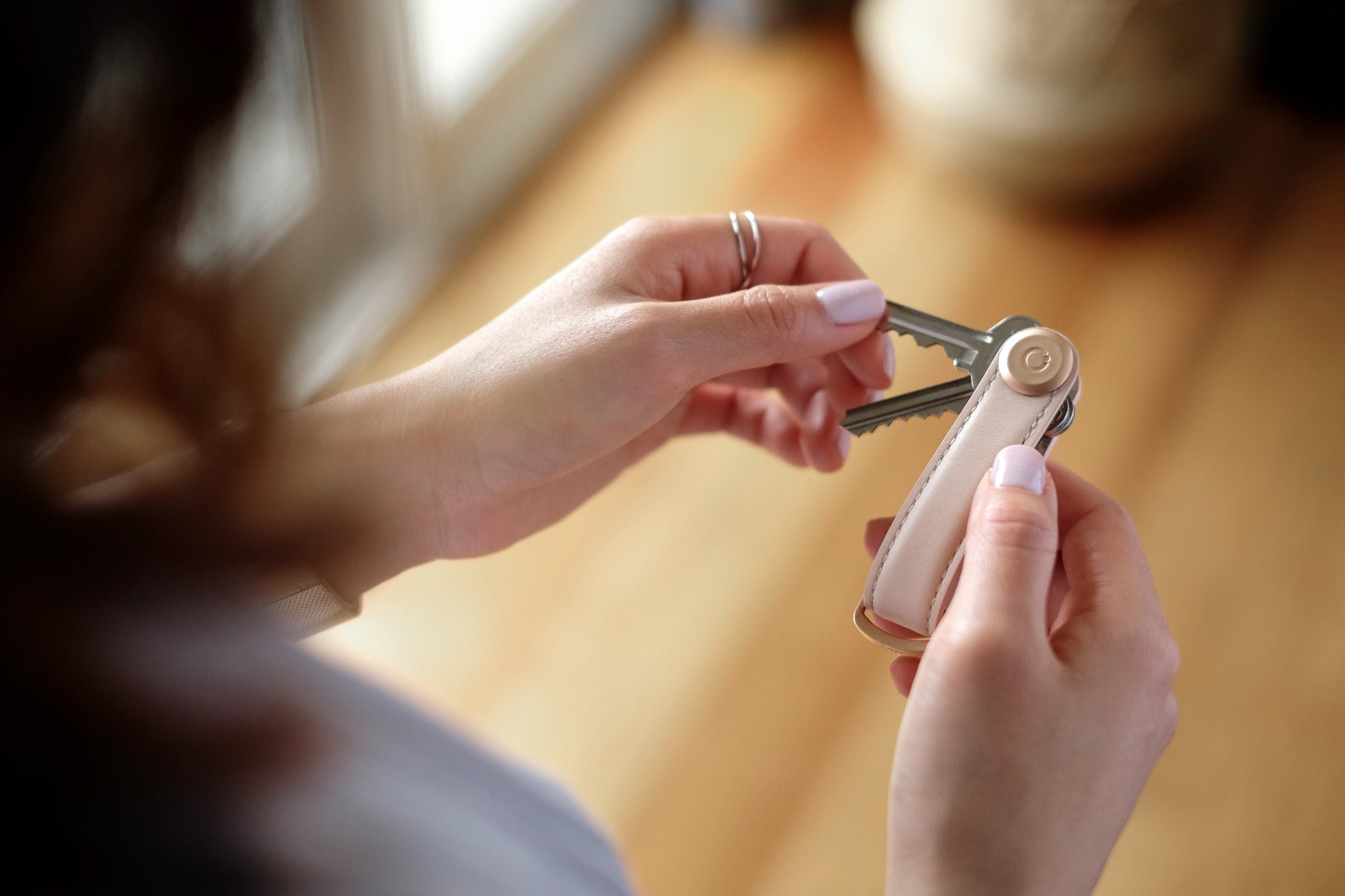 Orbit key organiser leather blush