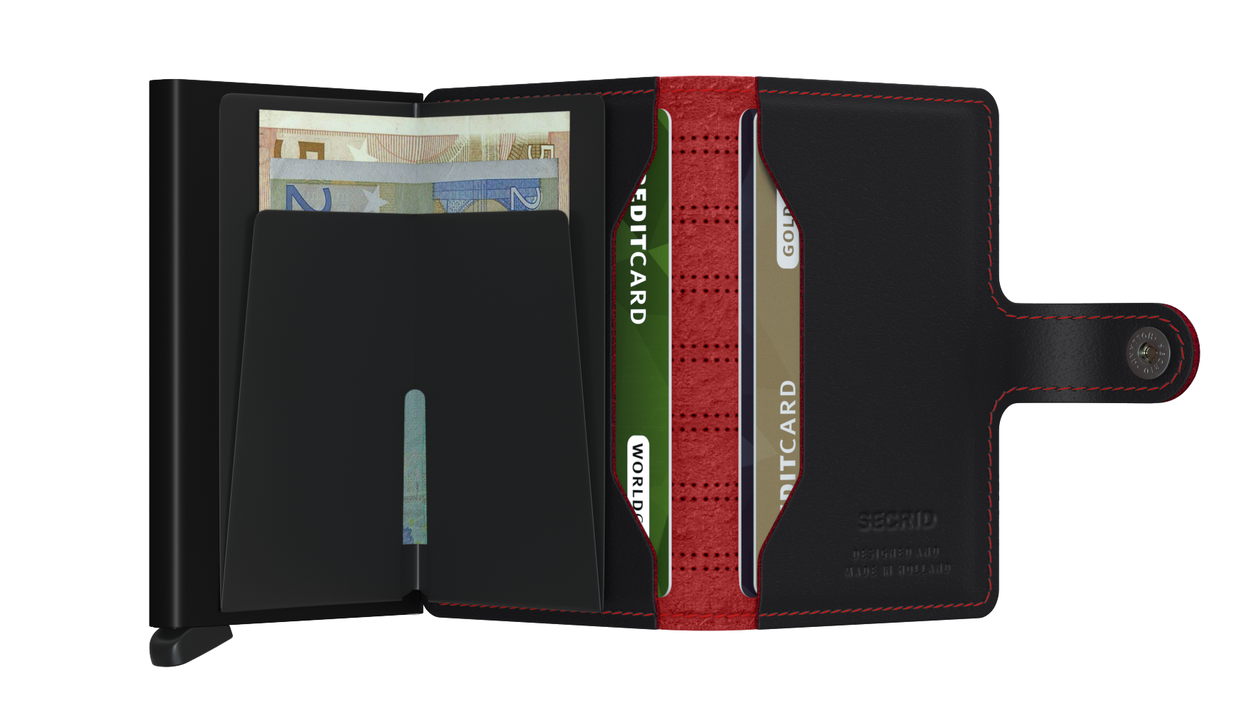 Secrid Miniwallet perforated fuel black - red