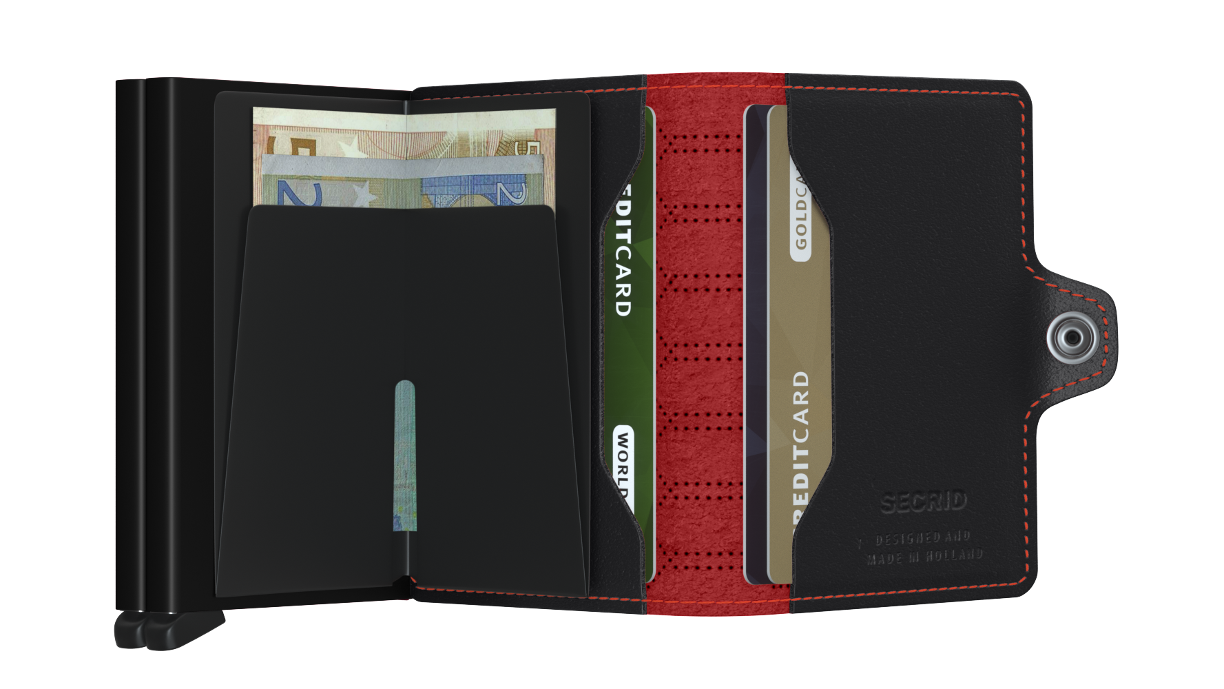Secrid Twinwallet perforated Fuel black-red