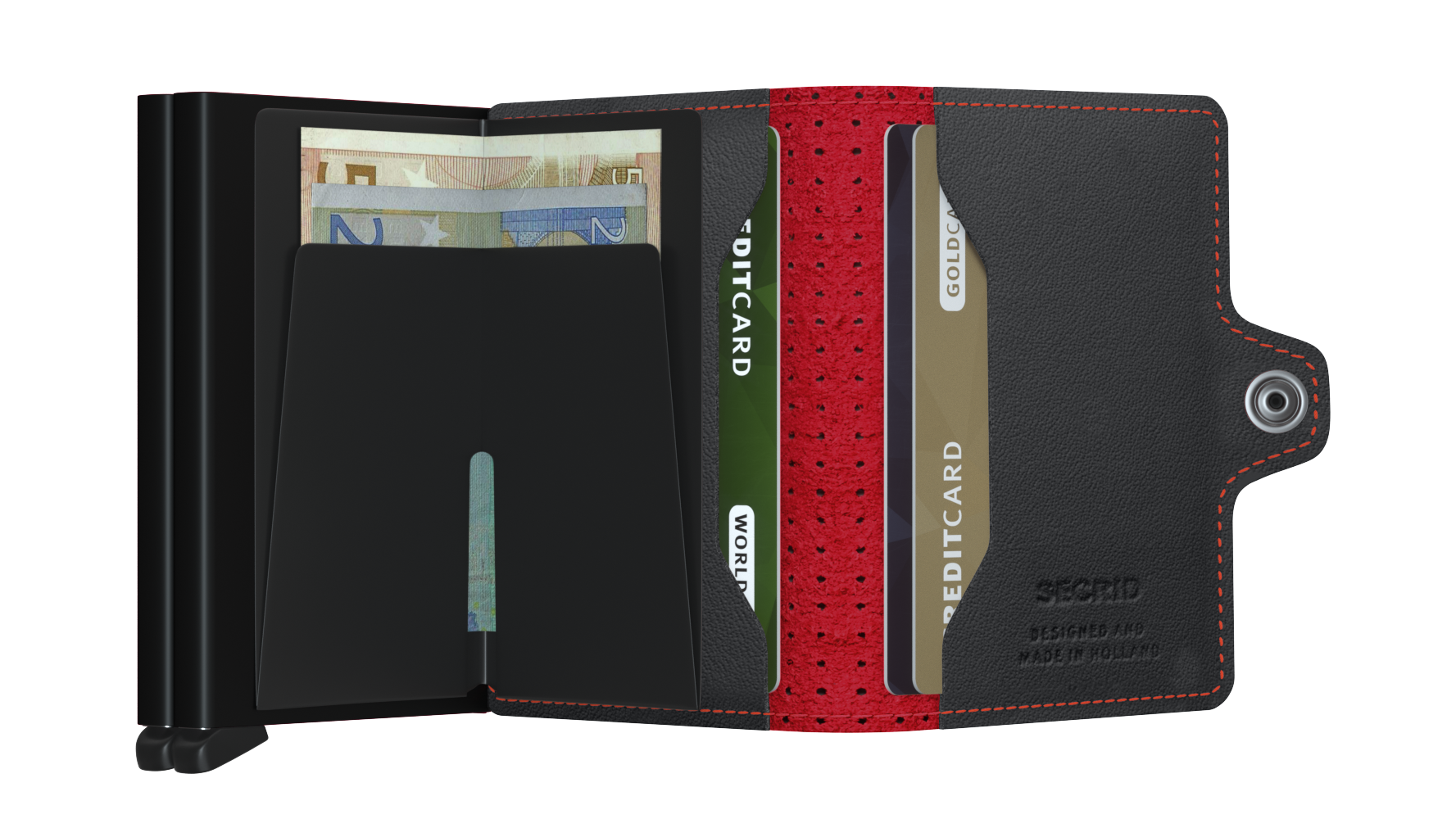 Secrid Twinwallet geperforeerd zwart-rood