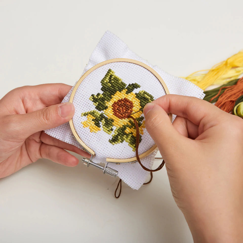Mini Cross Stitch Borduurpakket - Zonnebloem
