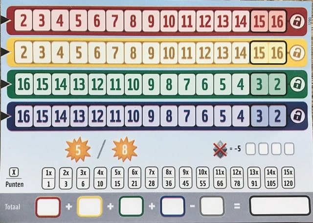 Qwixx Longo Scoreblokken