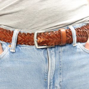 Gevlochten leren riem